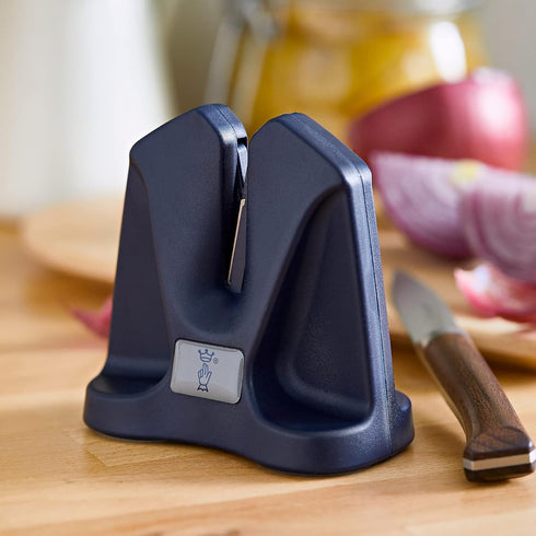 Opinel Manual Sharpener, Portable Compact Knife Maintenance and Sharpening Tool, Self Adjusting Angle, Silicone Padded Base, Blue,One Size,254562...