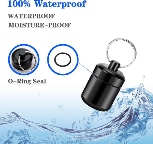 Pill Holder Keychain Container,Portable Aluminium Alloy Waterproof Pill Boxes for Purse Pocket,Small Pill Cases for Outdoor Travel Camping Daily U...