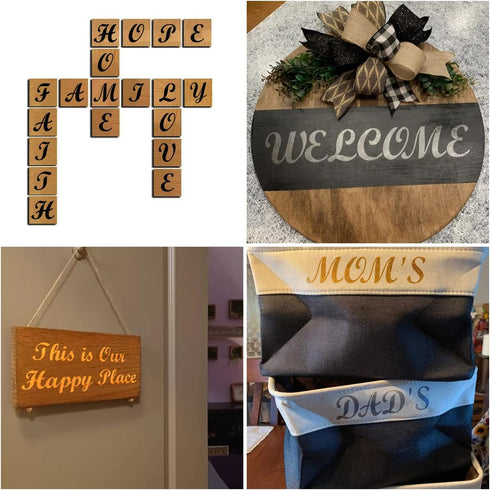 4 Inch Alphabet Letter Stencils for Painting - 70 Pack Letters and Numbers Stencil Templates with Signs for Painting on Wood, Reusable Letter and ...