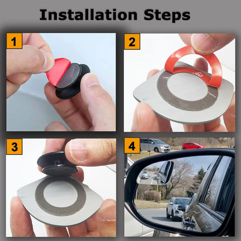Blind Spot Mirror, Fan Shape Curved Blind Spot Mirror, Upgrade HD Glass Wide Angle Mirror, Frameless 360° Adjustable Convex Rear View Mirror for c...