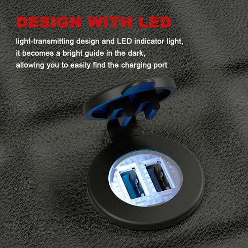 12V USB Outlet Dual Cigarette Lighter Adapters Socket for Cars, DAMAVO YM1094 ATV USB Charging Port Waterproof Cap with Wire Fuse Kit Blue LED and...