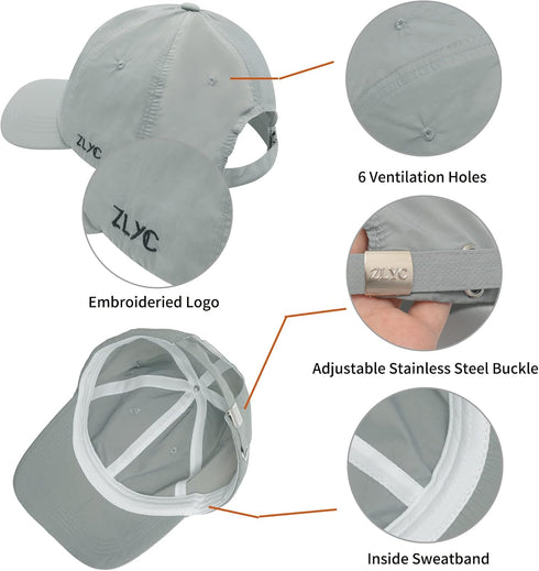 ZLYC Quick Dry Baseball Cap for Women Men Unstructured Sports Golf Tennis Hat...