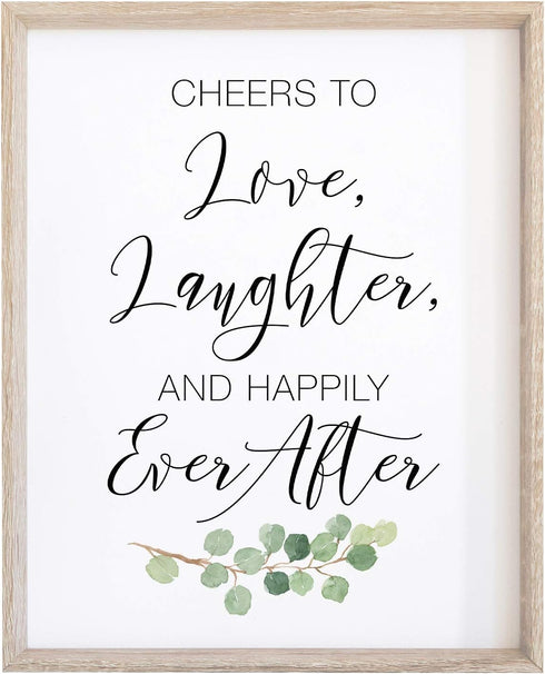 NOVIIML ve Wedding Sign | Watercolor Greenery with Eucalyptus Print on Thick Cardstock Paper | Love, Laughter, Happily Ever After NOT FRAMED | (1)...