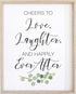 NOVIIML ve Wedding Sign | Watercolor Greenery with Eucalyptus Print on Thick Cardstock Paper | Love, Laughter, Happily Ever After NOT FRAMED | (1)...
