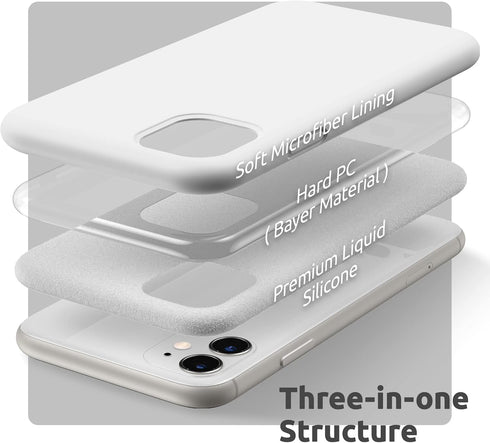 SURPHY Compatible with iPhone 11 Case 6.1 inch, Thickening Design Liquid Silicone Phone Case (with Microfiber Lining) for iPhone 11 2019, White...