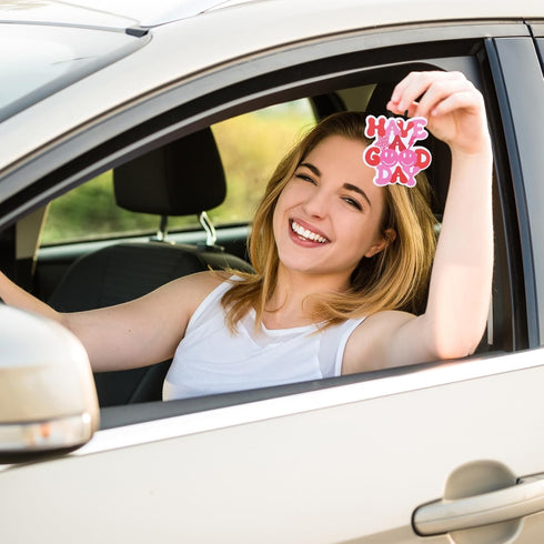 12pcs Preppy Boho Car Air Freshener Essential Oil Hanging Slice Cute Pink Happy Face Air Fresheners Car Interior Accessories for Hanging Rearview ...