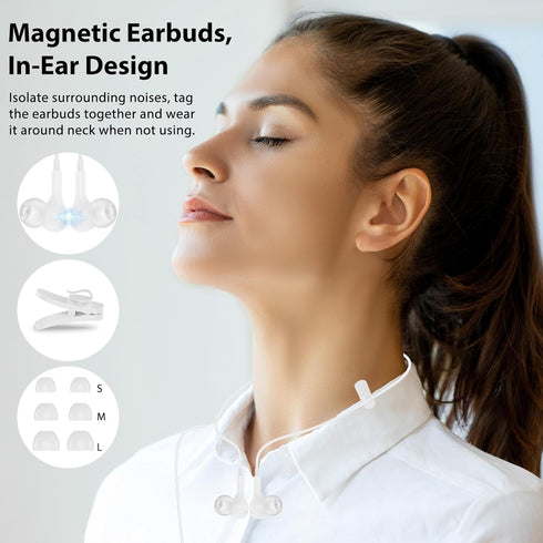 USB Headphone for PC Laptop Magnetic Wired Earbuds Computer Headset with Microphone Control Mute Mic Noise Canceling in-Ear Silicone Cap Corded Ea...