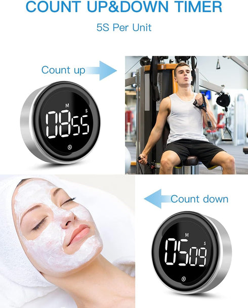 Timers, Digital Kitchen Timer Magnetic Countdown Countup Timer with Large LED Display, LIORQUE Timer for Classroom Cooking Fitness, Easy for Kids ...