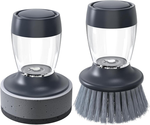 Dish brush with soap dispenser?Nylon Bristles Dish Brush and a Scrub Sponge Dish Brush,Kitchen Brush for Dish Pot Pan and Sink Cleaning?dish brush...