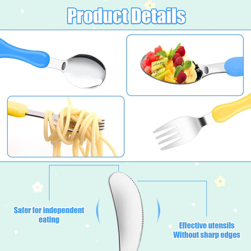 Toddler Silverware Set Toddler Utensils,6 Pcs Metal Kids Forks and Spoons,Toddler Fork Spoon Knife Set,Children Flatware Baby Cutlery Set,BPA Free...