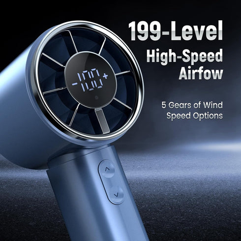 Portable Handheld Fan, 6000 mAh USB Rechargeable Mini Fan with 199 Speed Adjustments for Travel/Outdoor/Home/Office (Black)...