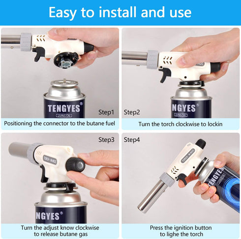 Kitchen Butane Blow Torch Lighter - Culinary Torch Chef Cooking Torches Professional Adjustable Flame with Reverse Use for Creme, Brulee, BBQ, Bak...
