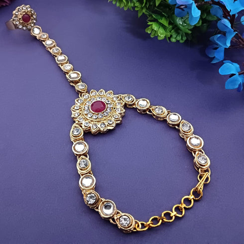 Efulgenz Indian Bollywood Gold Tone Crystal Kundan Finger Ring Link Chain Wedding Bridal Bracelet Hand Harness Slave Bracelet Gift Jewelry...