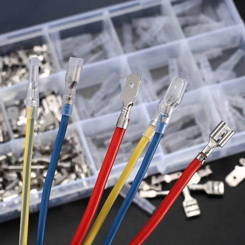 360 Pcs 2.8/4.8/6.3mm Male and Female Wire Spade Connectors, Quick Splice Electrical Wire Crimp Terminal Block Connectors with Insulating Sleeve K...
