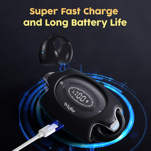 Open Ear Headphones True Wireless Bluetooth Headphones, Ear Clip Earbuds, Sweat Resistant, Fast Charging, 24HRS Playtime, Open Ear Earbuds for Wor...