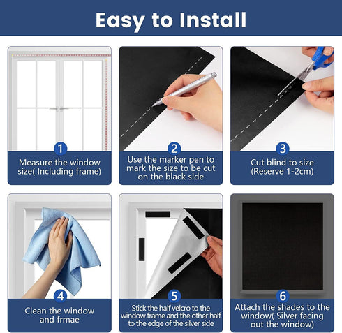 100% Bedroom Shading Curtain, DIY Portable Blinds, Non-Drilling Shading Blinds, Reusable Shading Curtains, Suitable for Baby Rooms, Bedrooms or Tr...