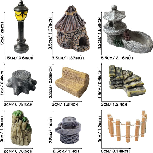 Cayway 26 PCS Outdoor Fairy Garden Miniatures Mini Zen Garden Accessories, Artificial Garden Grass, Model Trees, Terrarium Ornaments, Dollhouse Su...