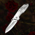 ALBATROSS 7" EDC Simple Practical Folding Knife Liner Lock Pocket Knife with 8Cr14MoV Steel Blade,Rose pattern Stainless steel Handle,Belt Clip an...
