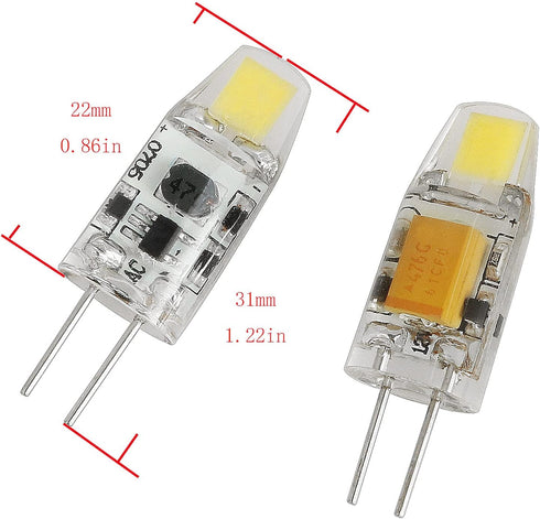 No Flicker LED G4 Bulb 2PCS AC/DC 12V 1.2W 2700K G4 Warm White Bi-Pin Base Dustproof Capsule Light Bulbs Replace 12V 10W Halogen Bulb...