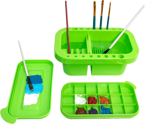 MyLifeUNIT Paint Brush Cleaner, Paint Brush Holder and Organizers with Palette for Acrylic, Watercolor, and Water-Based Paints (Lawn Green)...