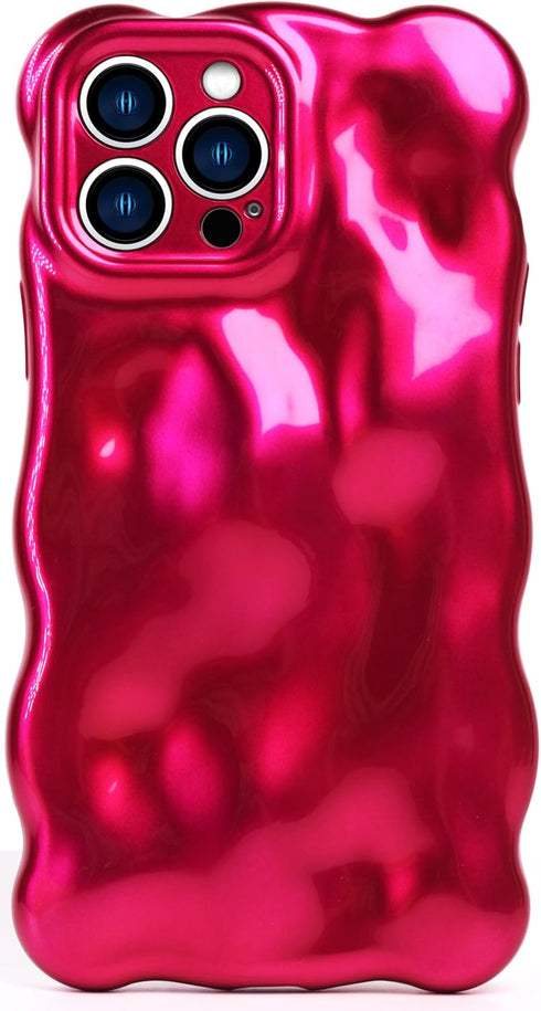 Qokey for iPhone 15 Pro Max Case,Bling Glitter Cute Curly Wavy Design Laser 3D Stone Pattern Shockproof Camera Lens Protection Compatible for iPho...