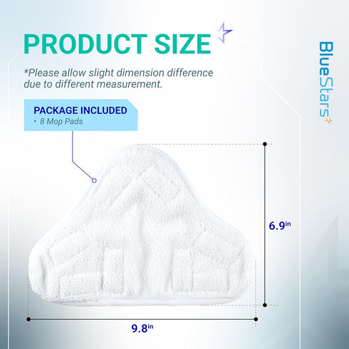 BlueStars 8-Pack Microfiber Steam Mop Pads – Compatible Replacement Pads for Popular 5-in-1 Steam Mop Models – Washable & Reusable...