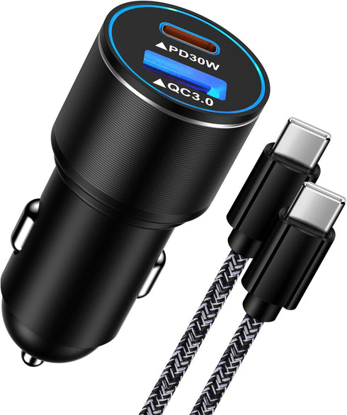 Fast Car Charger 48W USB C Car Cigarette Lighter Plug Android Phone Car Adapter C to C Type Fast Charging Cable for Google Pixel 8 7 Pro 7a 7 6,Sa...