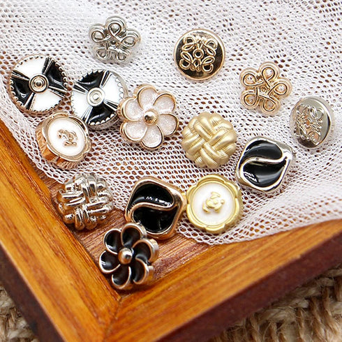 Enamel Black Plum Flower Shank Sewing Buttons 20 Pcs - 11.5mm, 15/32"...