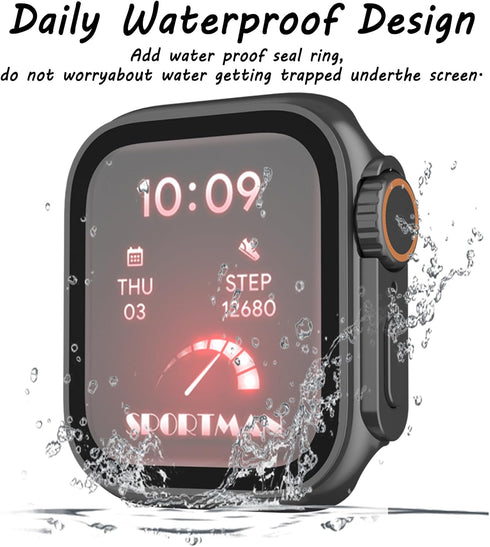 Apple Watch Waterproof Case Compatible for Apple Watch SE 4 5 6 7 8 45MM 44MM 41MM 40MM with Tempered Glass Screen Protector, Full Protection PC M...