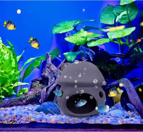 WishLotus Aquarium Cave Decoration, Durable Aquarium Fish Hideout Ceramic Fish Tank Ornament Mushroom House Fish Tank Betta Hidden Tunnel for Fish...