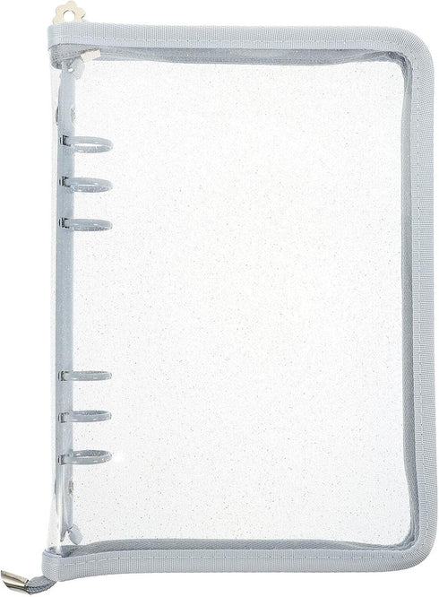 STOBOK A6 Binder Cover 6-Ring Clear Transparent PVC Notebook Folder Cover with Zipper Closure Loose Leaf Binder Protector for Meeting Travel Offic...