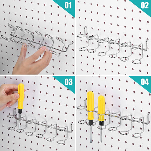 6 Pcs Pegboard Screwdriver Holders Organizer Pegboard Plier Holders Stainless Steel Peg Board Tool Utility Hooks Accessories Shelving Display Mult...