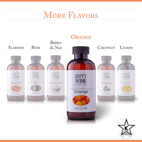 Happy Home Flavoring Natural Orange Baking Flavor Emulsion - Certified Kosher, 4 oz....