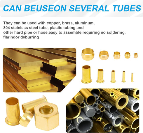 150PCS Tube OD?1/4" 5/16" 3/8" 1/2") Brass Compression Sleeves Ferrules & Insert,4 Sizes Brass Compression Fitting Assortment Kit...
