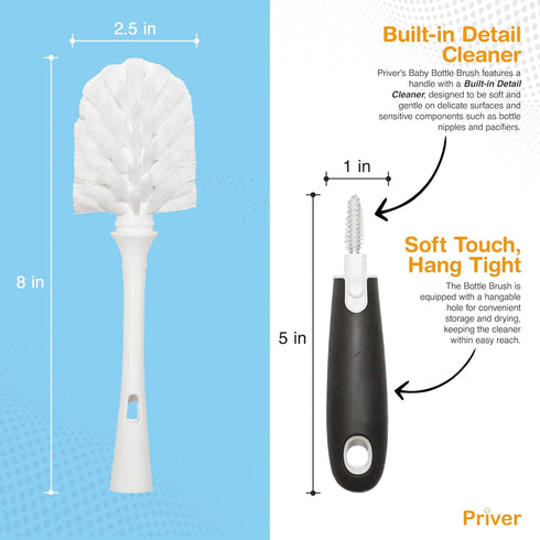 Baby Bottle Brush 1 pack - Baby Essentials Bottle Cleaner with Long Handle & Versatile Bottle Brushes for Cleaning - Baby Must Haves Portable Bott...