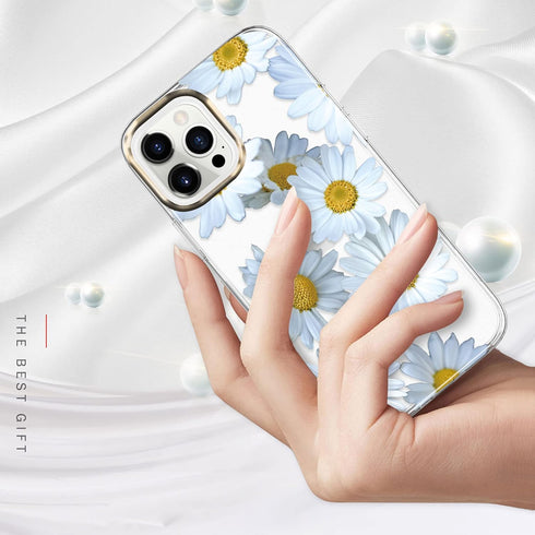 BAISRKE Compatible with iPhone 13 Pro Case,Clear Case with Flowers,for Girly Women,Shockproof Floral Pattern Hard Back Cover for iPhone 13 Pro Cas...