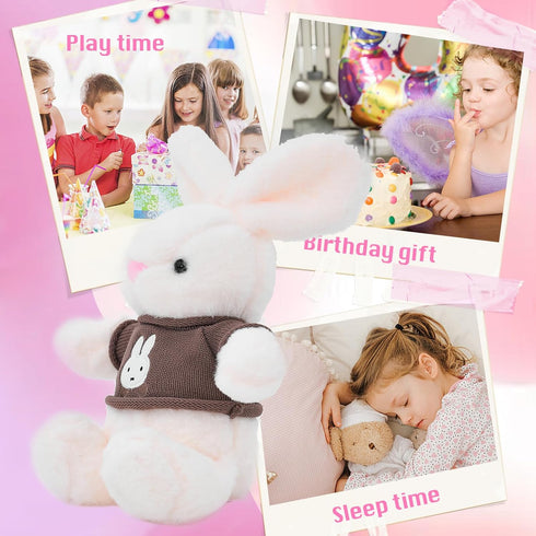 Easter Bunny Plush Easter Stuffed Animal Cute Three Piece Plush Bunny Toy Matching Set - White Sister, Pink Sister, and Brown Brothers Bunny with ...
