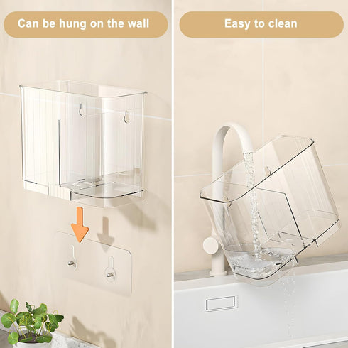 Utensil Holder for Kitchen, Wall Mount Plastic Clear Flatware Organizer Countertop...