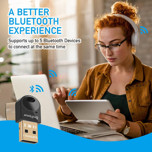 Bluetooth Adapter for PC, Bluetooth 5.3+EDR USB Dongle, Bluetooth Receiver Transmitter for Wireless Keyboard, Mouse, Speaker, Headset, Support Win...
