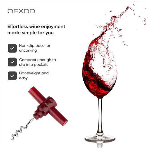 Vertical Wine Bottle Opener - Pack of 3 - Pocket Size Corkscrew - Portable Travel Corkscrew...