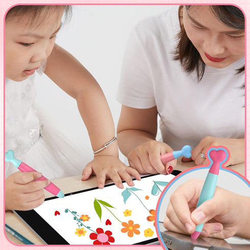 4pcs Kid Stylus Pens for Touch Screens, Cute Heart-Shaped Crayon Stylus Pen with Comfortable Grip Children's Stylus for Smartphones Tablets Capaci...