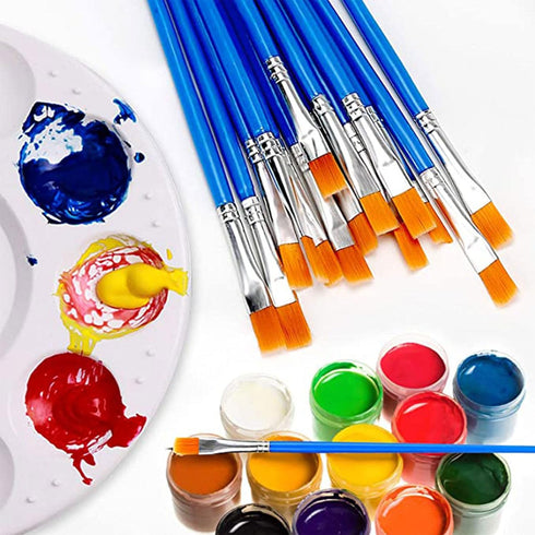20 PCS Small Kids Paint Brushes 4.1 Inch Flat Tip Paint Brushes with Round Acrylic Paint Brushes Set Craft Brushes for Detail Painting Kids Classr...