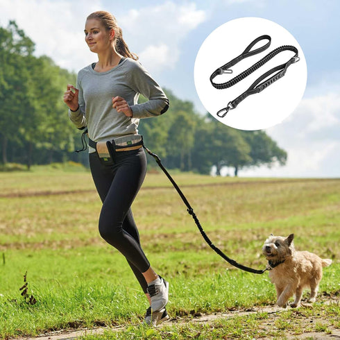 Heavy Duty Dog Leash, 4-5.5FT No Pull Shock Absorbing Dog Leash Reflective Dog Walking Training Leash Bungee Dog Leash with 2 Padded Handles for M...