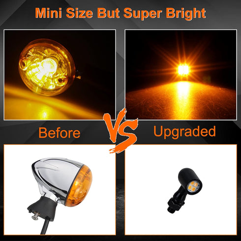 QUASCO Led Turn Signal Lights Universal Mini Size Blinkers Front Motorcycle Indicator Compatible with Harley Honda Kawasaki Suzuki Triumph Yamaha...