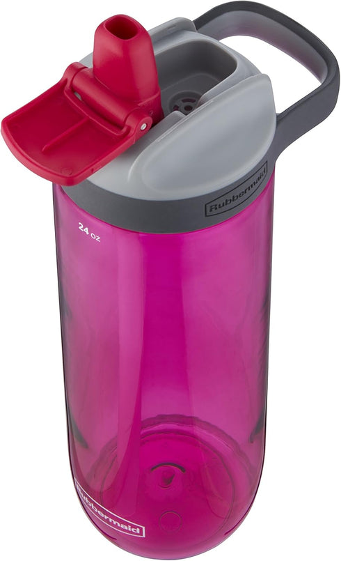 Rubbermaid Leak-Proof Sip Water Bottle, 24 oz, Tart Pink...