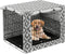 Pethiy Dog Crate Cover Durable Polyester Pet Kennel Cover Universal Fit for Wire Dog Crate - Fits Most 24 inch Dog Crates - Cover only-Gray Soles-...