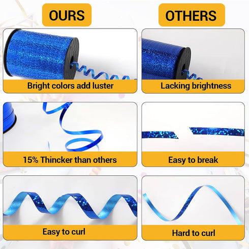 Blue Curling Ribbon, 500 Yard Glitter Blue Ribbon, Shiny Metallic Curling Ribbon for Gift Wrapping, Party Decoration, Balloon Ribbon, Balloon Stri...