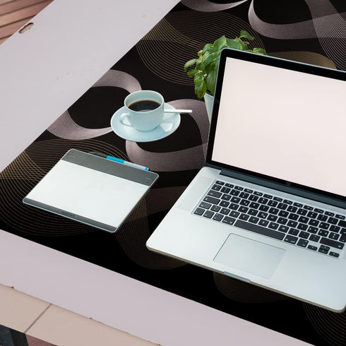 17.7" x 117" Peel and Stick Stripe Wallpaper Modern Black Contact Paper Black and Gold Removable Wave Wallpaper Self Adhesive Film for Cabinets Ki...