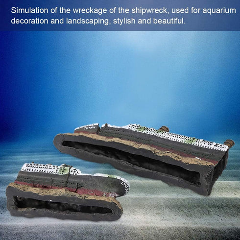 Aquarium Shipwreck Decoration, Resin Titanic Lost Wrecked Boat Ship Fish Tank Ornament Aquarium Sunken Ship Accessories...