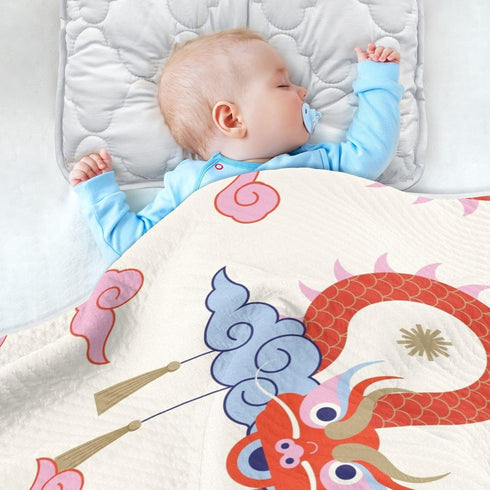 xigua Chinese Dragon Pattern Baby Blankets for Boys Girls, 30 x 40 Inch Super Soft Toddler Newborn Blanket, Double Layer Blanket for Crib Stroller...